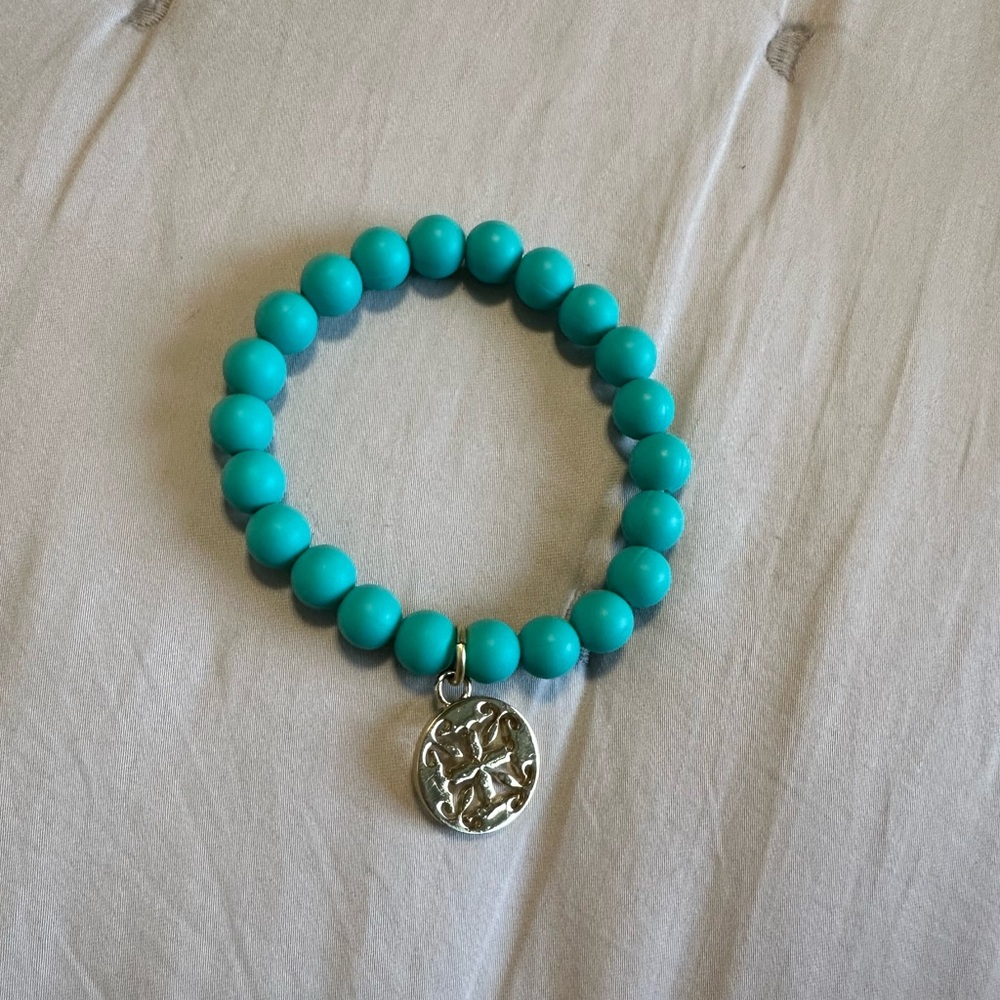 Rustic cuff teal bracelet